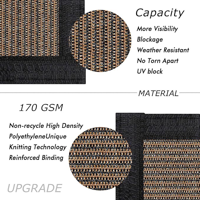 UPGRADE Privacy Fence Screen 3'x75' Brown Outdoor 90% Visibility Blockage 170 GSM Mesh Shade Cover Panels for Backyard,Balcony,Home Decoration with Zip Ties,Customized Avaliable