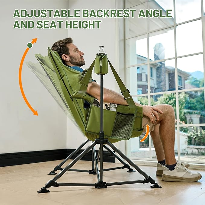 TIMBER RIDGE Hammock Camping Chair, Oversized Swinging Hammock Chair with Adjustable Back and Seat for Outdoor Lawn, Sports, Supports 400lbs, Green