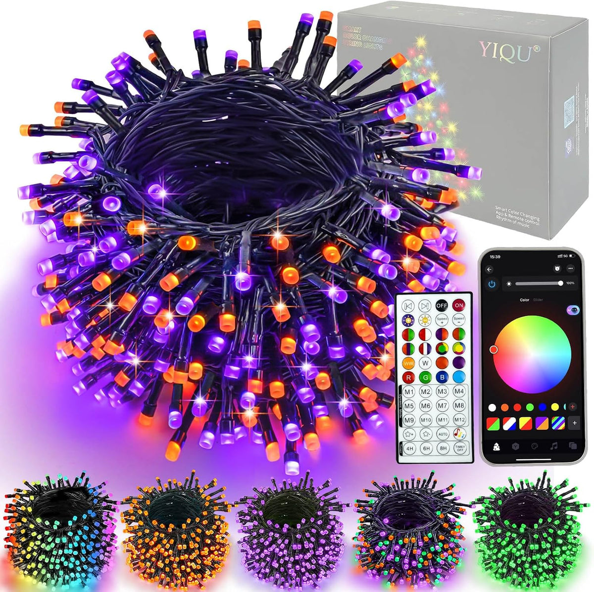 smart color changing christmas halloween tree light string, main product view