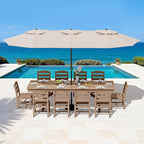 SERWALL 11 Piece Outdoor Dining Set, 84" HDPE Outdoor Large Dining Table and Chairs Set for 10，All Weather Patio Dining Furniture Set with Umbrella Hole for Backyard, Garden, Brown