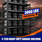 71" H-46 W Garage Shelving Heavy Duty Storage Shelves, Metal Adjustable Shelving Unit, Utility Garage Organizer Shelf for Basement, Pantry, Kitchen, Warehouse, 20" D x 46" W x 71.2" H, Black