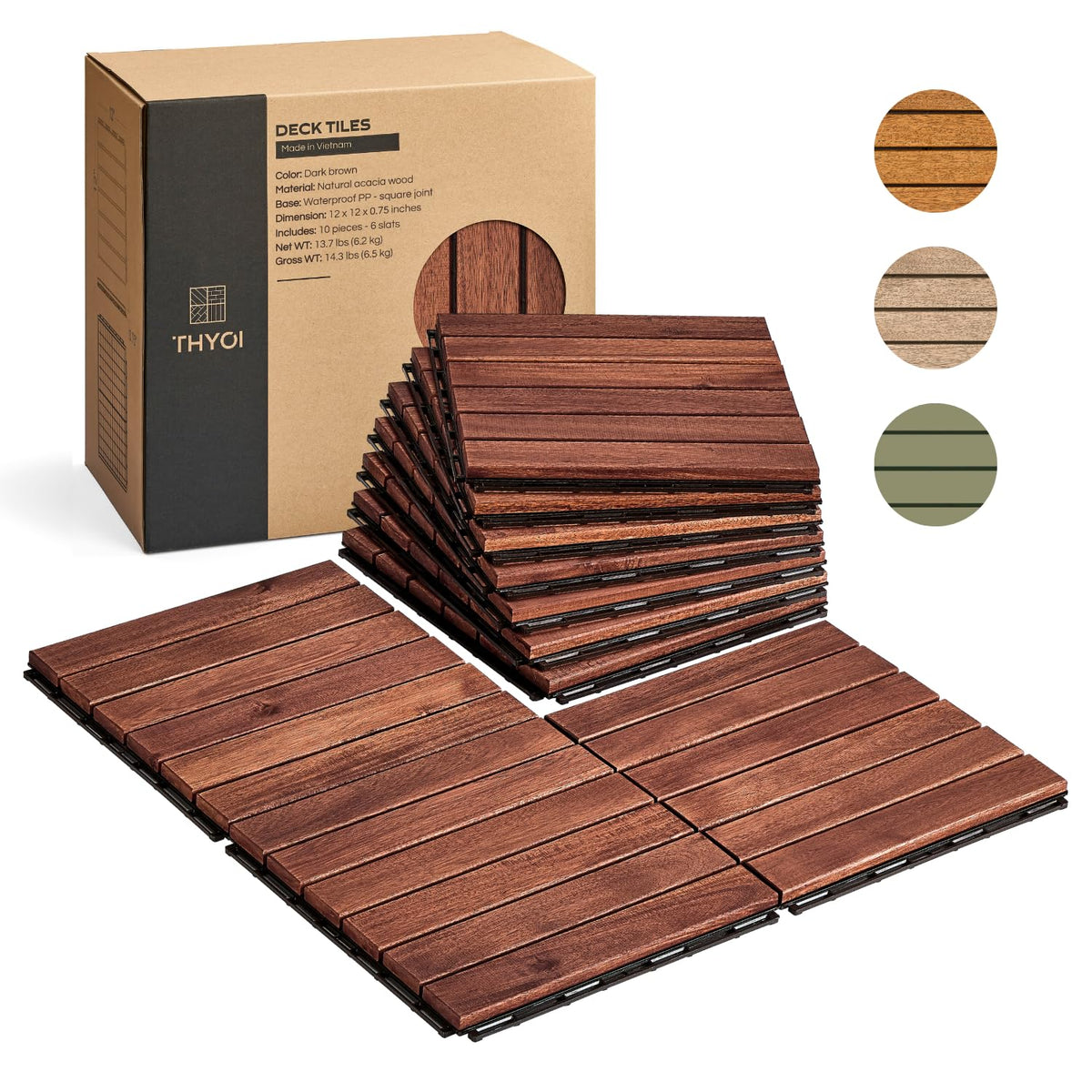thyoi premium deck tiles, 10 pcs patio flooring, main product view