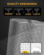 19 Gauge Hardware Cloth, 1/2 inch 48inch×100ft Chicken Wire Fence | Hot-dip Galvanized Welded Cage Wire Mesh Roll Supports Poultry Netting Cage Fence Poultry Animal Netting Cage Screen