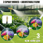 50FT 360° Adjustable Drip Irrigation System Garden Watering System with 12 Nozzles Plant Watering Devices Misting System Greenhouse Accessories for Yard, Lawn