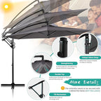 Shintenchi Patio Offset Umbrella with Easy Tilt Adjustment,Crank and Cross Base, Outdoor Cantilever Hanging Umbrella, Sunshade Free Standing Canopy, Dark Gray