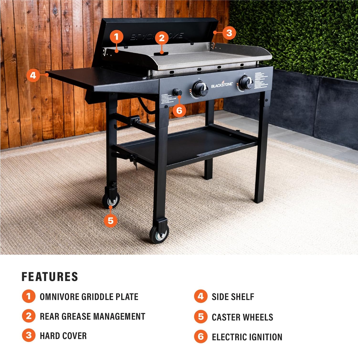 Blackstone 1517 28” Omnivore Griddle with Hard Cover, Powder Coated Steel, Black