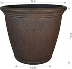 Sunnydaze 15.25-Inch Anjelica Large Plastic Pot for Plants - Outdoor Double-Walled Large Plastic Planter with Drillable Drainage Holes - Rust - 2pk
