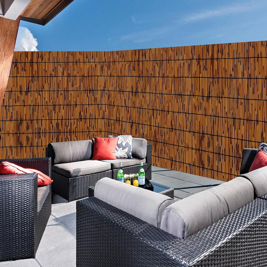 natural reed fence,4ft x 16.4ft bamboo fencing privacy, front angle view