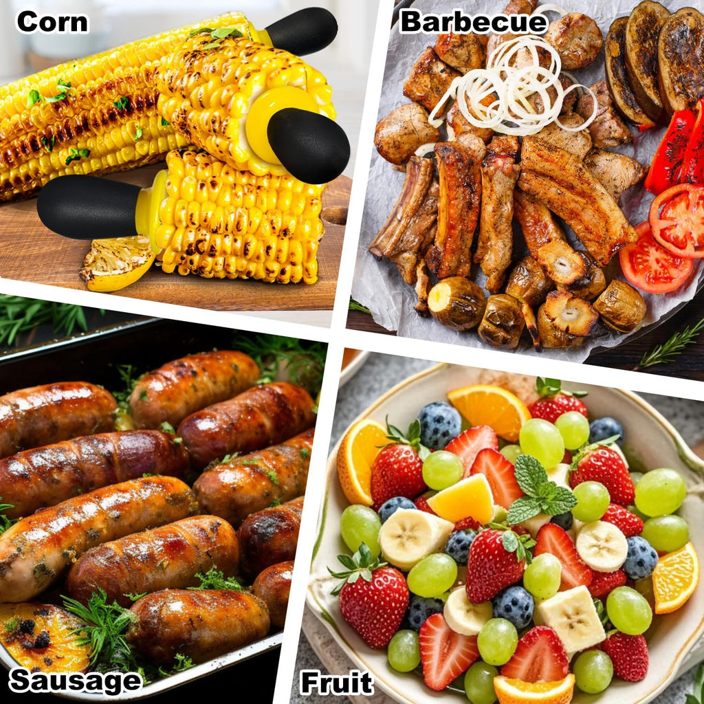 12 Pcs/6 Pairs Corn Holders, Stainless Steel Corn Cob Holders Corn on The Cob Skewers for Home Cooking BBQ Parties Camping, Yellow-Black