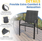 VICLLAX Patio Table and Chair Set of 4, All Weather Metal Round Outdoor Dining Furniture Set-40.6" Round Outdoor Table and Chairs, Grey Wood Grain Tabletop