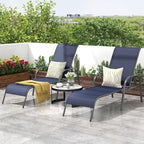 Giantex 2 Pack Patio Lounge Chair, Outdoor Chaise Lounge with 5 Adjustable Backrest, Sturdy Steel Frame, Sunbathing Recliner, Beach Chair, Tanning Chair for Outside, Yard, Balcony, Pool Chairs, Navy