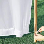 NICETOWN Outdoor Sheer White Weighted Curtains Rod Pocket Back Tab 120 inch Length 2 Panels Set W54, Light Filtering Grommet Mosquito Netting Curtains for Patio/Cabana/Pergola/Porch