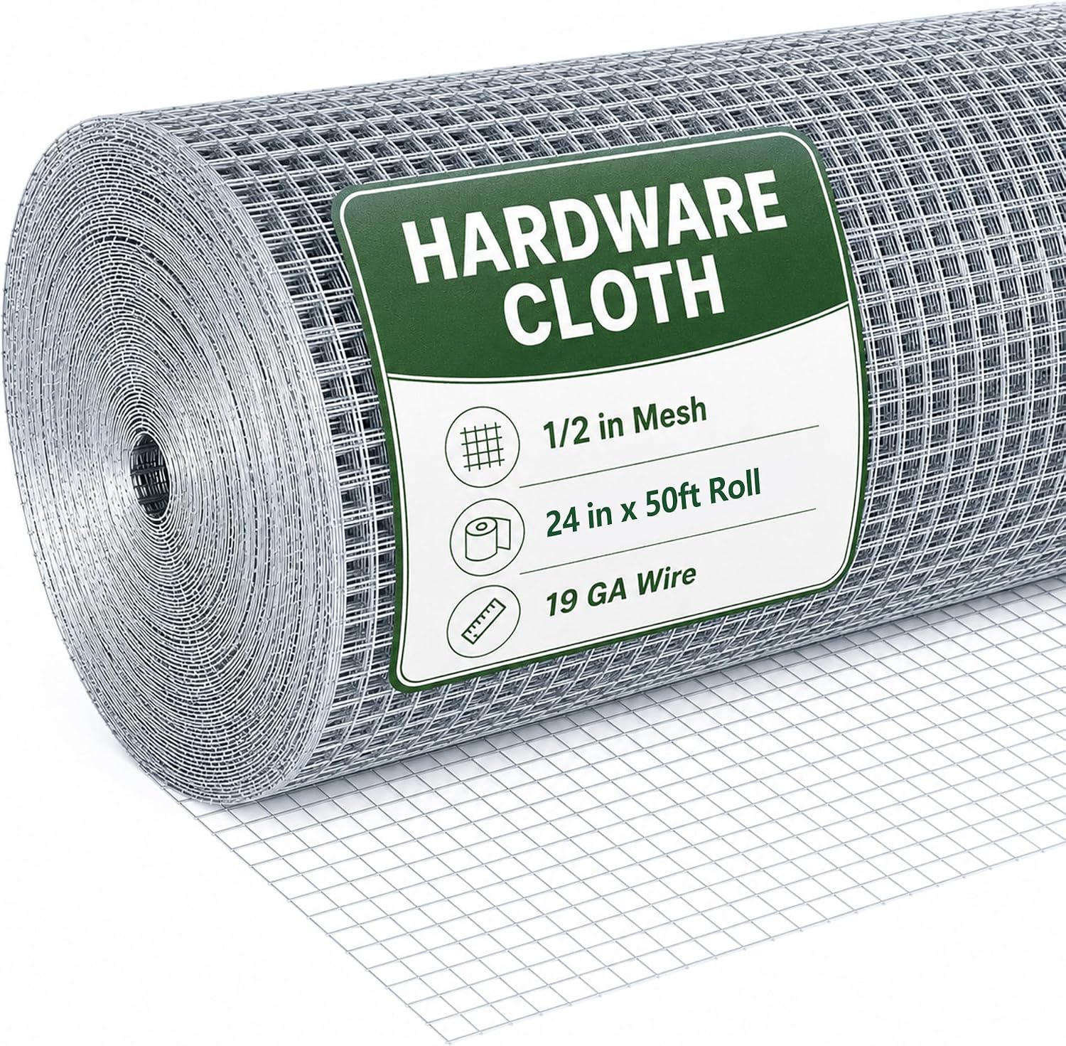 Hardware Cloth 1/2in 24inx50ft Hot Dip Galvanized 19 Gauge Chicken Wire | Fencing Roll Poultry Animal Netting Cage Screen Chicken Coop Accessories Garden Plant Supports