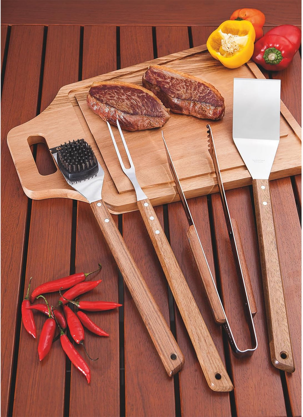 Tramontina 26445/100 Wooden Handle Grill Brush, Dynamic, 16.5 inches (42 cm), Natural Wood, BBQ, Cleaning, Chrasco Tool, Made in Brazil