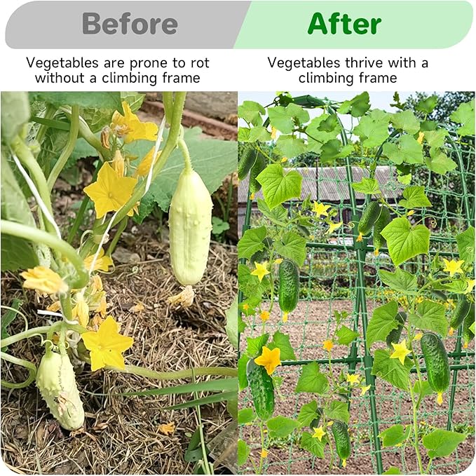 Cucumber Trellis for Raised Bed, U-Shape Garden Trellis for Climbing Plants Outdoor, Metal Arch Trellis for Vegetables, Plant Support for Tomato, Pea, Zucchini(63" L×30" W×47.2" H-Large)
