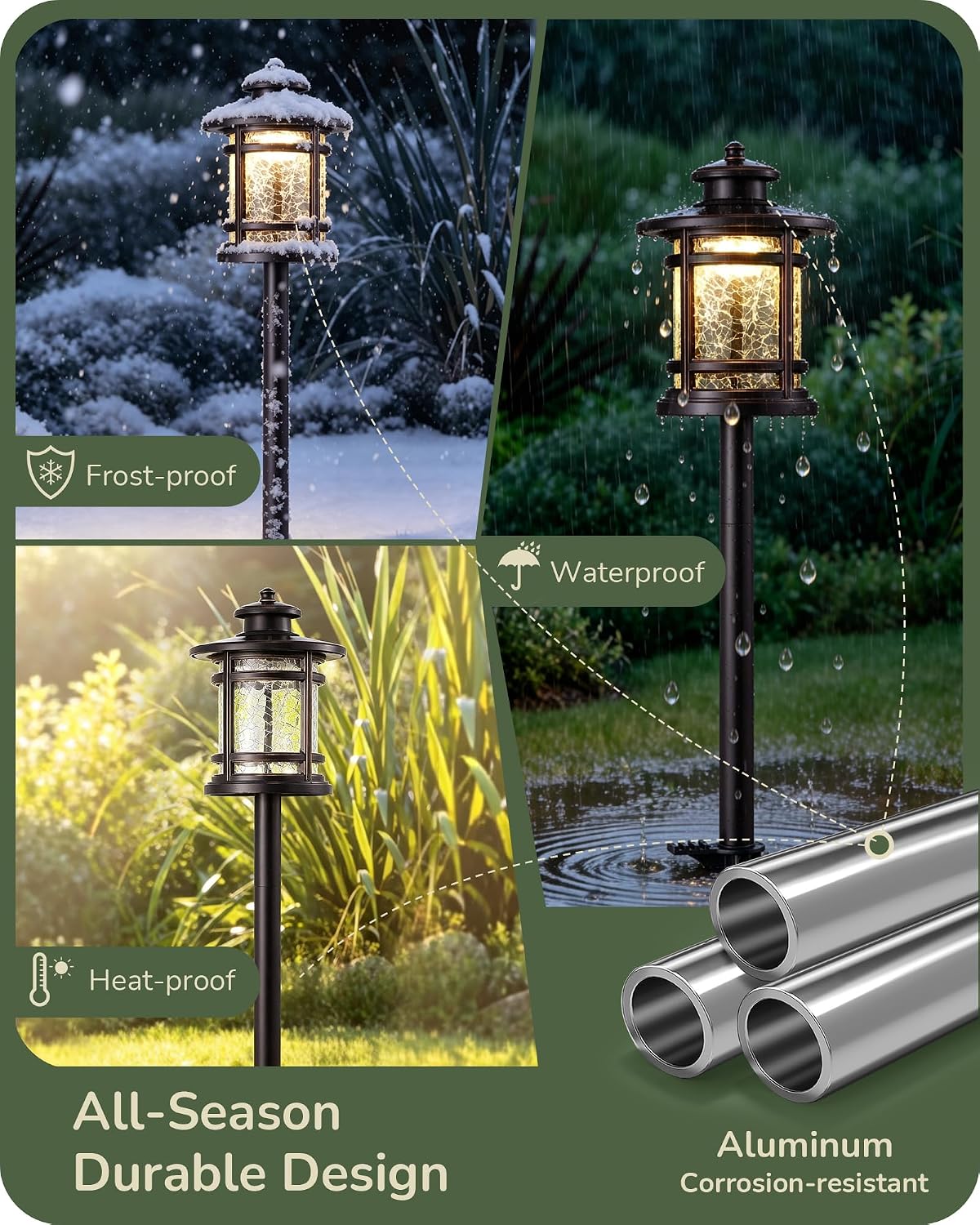 EDISHINE Low Voltage Pathway Lights Waterproof Landscape Path Lights 6 Pack | Hammered Glass, 3.4W 155LM 12V 3000K, 50,000H, Weatherproof for Yard, Garden, Driveway, Oil-Rubbed Bronze