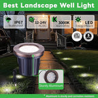 Landscape Well Lights Kit, 4 Pack LED Low Voltage Ground Lights and 100W Transformer and 100FT Cable and 20 Wire Connectors, IP67 Waterproof Aluminum for Driveway Walkway Tree 580LM