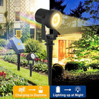 T-SUNUS Christmas Solar Landscape Spotlights 2 Pack Warm White 3000K, IP65 Waterproof Spot Lights 9.8ft Cable, Outdoor Halloween Garden Light Separated Panel for Tree Flag Yard Driveway Walkway Pool