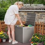 Outdoor Storage Box, Resin Deck Boxes Indoor and outdoor, Waterproof Storage Box Lockable Lid (Grey,31 Gallon)