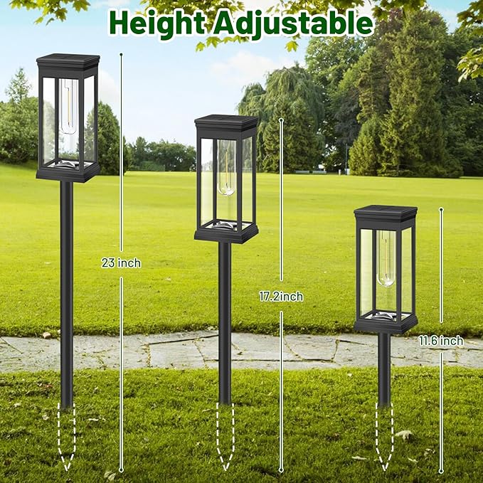 BesLowe Solar Pathway Lights Outdoor, 4-Pack Large LED Solar Light Outdoor Waterproof, Super Bright Outside Lights for Yard, Sun-Powered Landscape Lighting for Garden Walkway, Warm White