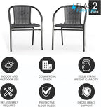 Flash Furniture Lila 2 Pack Gray Rattan Indoor-Outdoor Restaurant Stack Chair