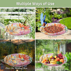 Hanging Bird Bath Outdoors Glass Bird Water Bowl Feeder Garden Decor | 12 Inch Hanging Bird Baths for Outside, Watercolour Daisy Glass Bird Water Bowl Bird Feeders for Garden, Lawn Yard Decor