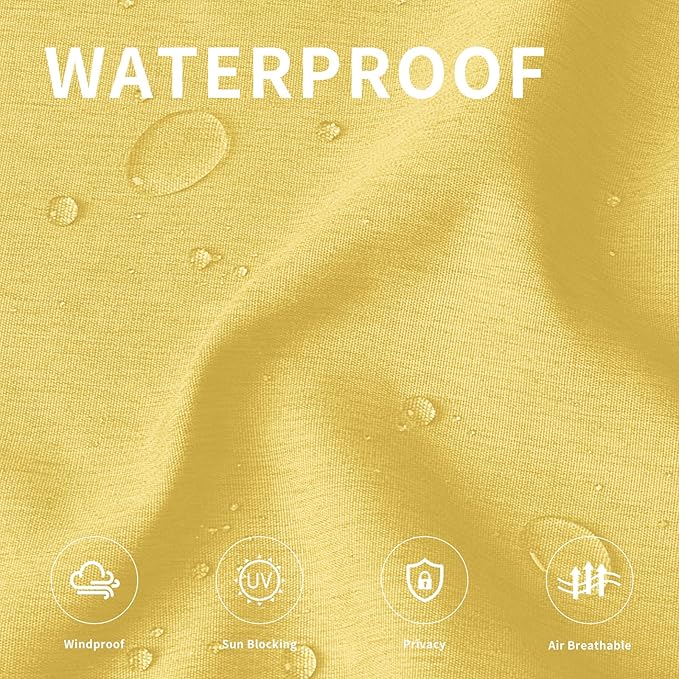 Easy-Going Linen Look Outdoor Curtains Waterproof Windproof Porch Curtains, Soft Thicken Outdoor Privacy Curtains for Patio, Gazebo, Grommet Top and Tab Bottom Drape, 1 Panel, 110x96 inch, Yellow