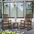 Oversized Rocking Chair Set of 4, Outdoor Rocking Chair for Adults, All Weather Resistant Porch Rocker for Lawn Garden, Brown