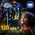 GIGALUMI Garden Decor Outdoor Lights 120LED 2Pack, Solar Garden Lights for Christmas Outside Fairy Firework Decorative,Solar Powered for Yard Pathway Flowerbed Planter Balcony Patio Decor (Multicolor