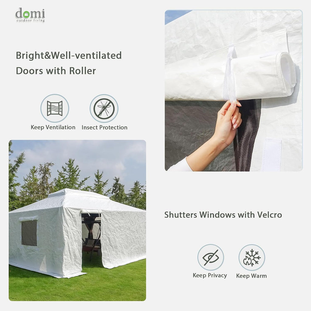 domi 12'x14' outdoor gazebo cover for winter, side view