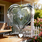 Wind Spinner 12-Inch Garden & Yard Decor, Birthday Gift for Mom | Hanging Yard Art, Garden Decoration for Outdoor and Indoor, Birthday Gift for Women, 3D Heart, Stainless Steel, 1 Pack