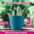 GARDENIX DECOR Self Watering Pots for Indoor Plants 3 Pack - Flower Pot with Water Level Indicator for Plants, Grow Tracking Tool - Self Watering Planter Plant Pot - Coco Coir - Teal