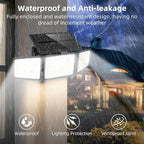 2500LM Solar Lights Outdoor with Motion Sensor,3 Head 270° Wide Angle Street Area Lights,IP65 Waterproof Security Lighting with 3 Modes(Remote,3 Pcs)