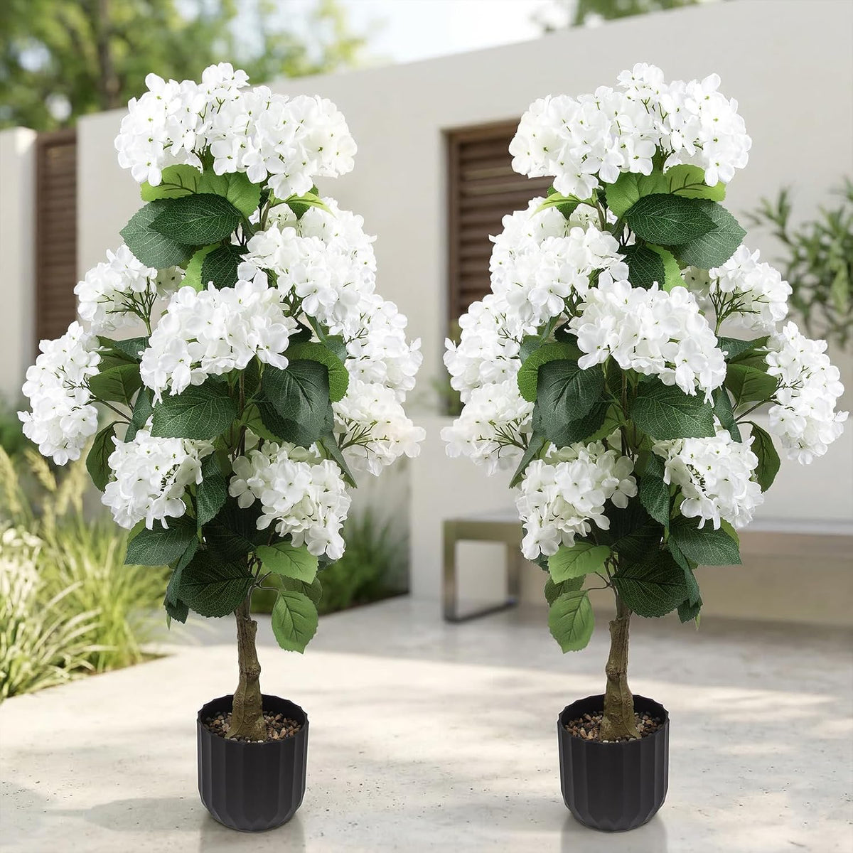 3 ft artificial hydrangea trees faux potted topiary, main product view