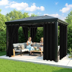 Black Outdoor Curtains for Patio Waterproof - 8 Panels Privacy Weatherproof Outside Curtains with Grommets for Pergola, Gazebo, Porch, Cabana, Balcony, 54 x 95 Inch