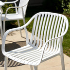 UV-Resistant Outdoor Dining Chairs, Set of 4 (White) | UV-Resistant, Sackable, No Assembly Needed, 300lb Capacity, Plastic Modern Armchairs for Patios