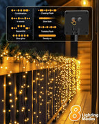 Brightown 2 Pack Solar String Lights Outdoor Waterproof, 92Ft 240 LED Solar Lights Outdoor with 8 Modes, Outdoor Light Solar Powered for Patio Yard Tree Garden Party Decorations, Warm White