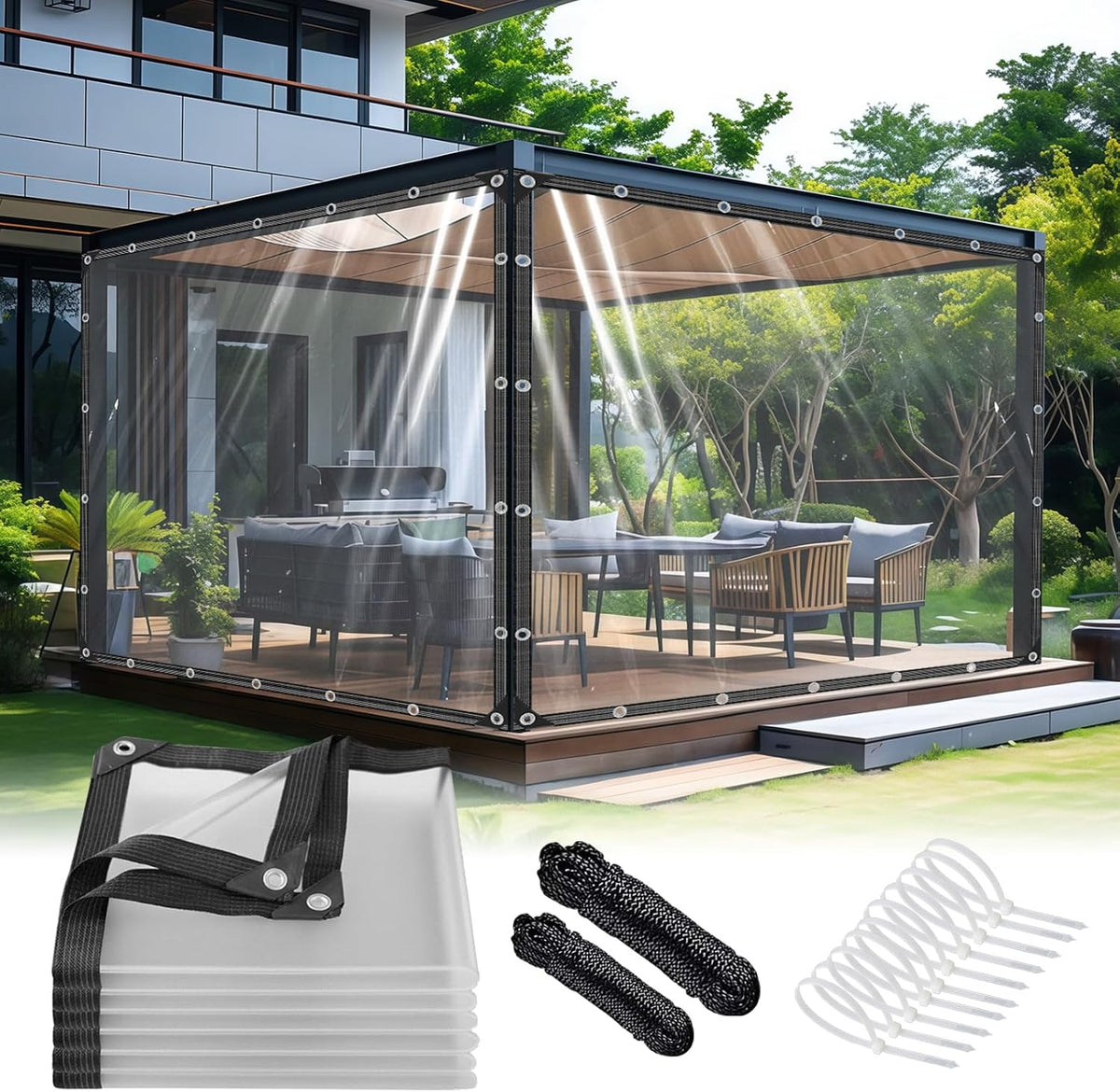 clear tarp 8x10 ft with grommets thickened 14, main product view