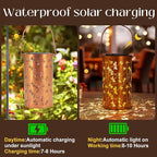 2 Pack Solar Lanterns Outdoor Hanging Lantern Lights, Dragonfly Hollowed-Out Metal Decor Lantern, Waterproof LED Decorative Garden Light - Delicate Garden Decoration for Patio, Yard
