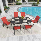 Patio Chairs Set of 8, Stackable Outdoor Dining Chairs for All Weather Textilene Fabric & Metal Frame, Outdoor Chairs Set for Backyard Deck Garden