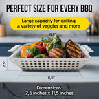 Kaluns Heavy Duty Stainless Steel Vegetable Grill Basket, Rectangular, Silver, Dishwasher Safe Grills and Vegetables