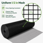 Black Hardware Cloth 1/2 in. x 4 ft. x 100 ft. 19-Gauge | Vinyl Coated Chicken Wire Mesh Roll, Chicken Wire Fencing, Garden Fencing, Rat Wire, Gopher Mesh