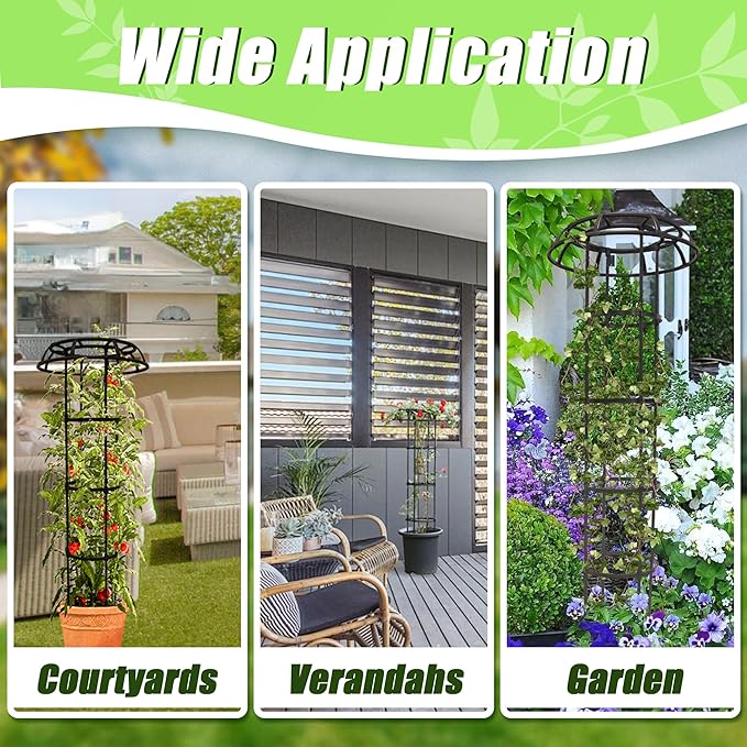 Garden Trellis for Climbing Plants Outdoor, 53 Inch Mushroom Top Trellis for Climbing Plants, Metal Plant Flower Trellises for Vine Grape Vegetable Cucumber Tomato Trellis, 1 Pack