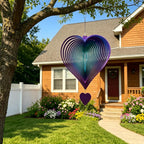 DJUAN 15in Large Heart Wind Spinner Garden Decor,Gifts for Women,Mom and Grandma,Mother's Day,Birthdays, Purple-Green Stainless Steel Hanging Yard Art Outdoor & Indoor Decorations