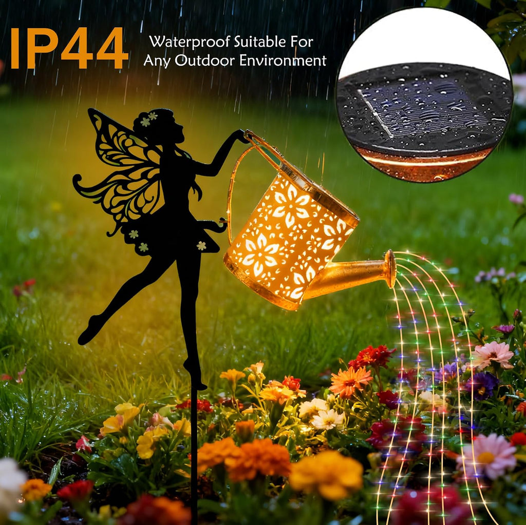 Solar Powered Fairy Water Bottle Light, Garden Decorative Iron Beautiful Fairy Flowing Water Bottle Ground Lamp, Wireless Twilight to Dawn LED Light Waterproof.
