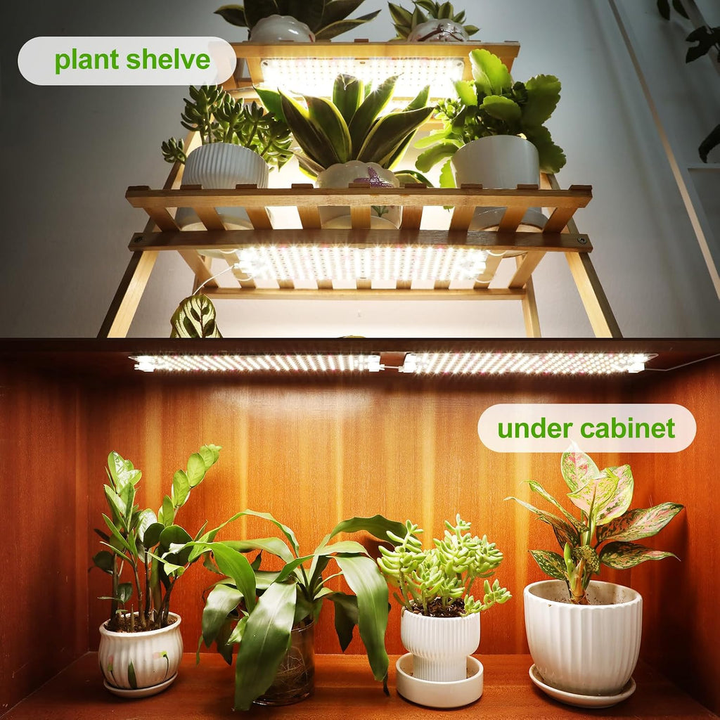 3Panel Grow Lights for Indoor Plants, Seed Starting, Veg, Pot Plants, Bonsai with Timer 4/8/12/16/20H, Ultra-Thin Under Cabinet & Shelf Full Spectrum LED Plant Growing Lamps, Multi-Panels Free Connect