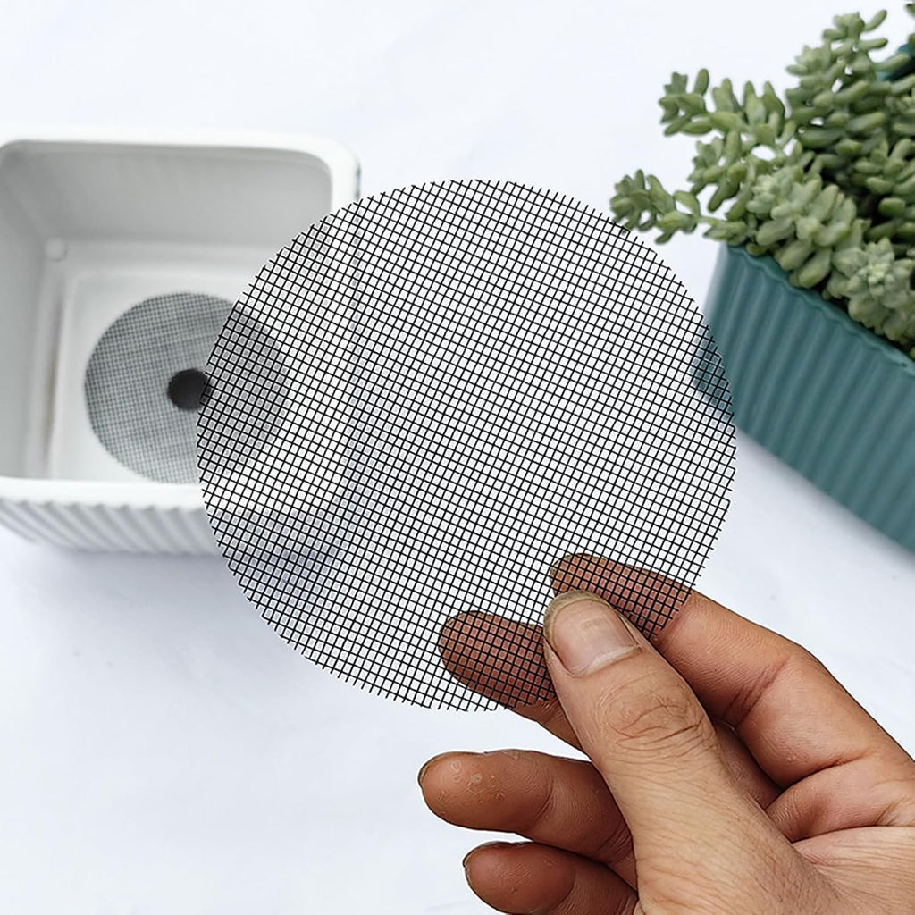 50 Pcs 4 Inch Mesh for Plant Pots Flower Pot Hole Pads Polyethylene Round Mesh Planting Pot Drainage Pads for Garden
