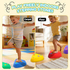 Balance Stepping Stones for Kids – 6PCS Heart-Shaped Sensory Stepping Stones with Non-Slip Textures, Balance Stones for Ages 3-12