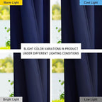 NICETOWN Outdoor Curtains for Patio Waterproof Extra Long W55 x L108 Inch, Thermal Insulated Stainless Steel Grommet Privacy Vertical Drapes for Porch/Yard, Set of 2, Navy Blue