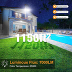 Onforu 75W Flood Lights Outdoor, 7000LM Brightness Security Lights Switch Controlled, 3 Adjustable Heads, IP65 Waterproof, 6500K Wall Mount Exterior LED Flood Light